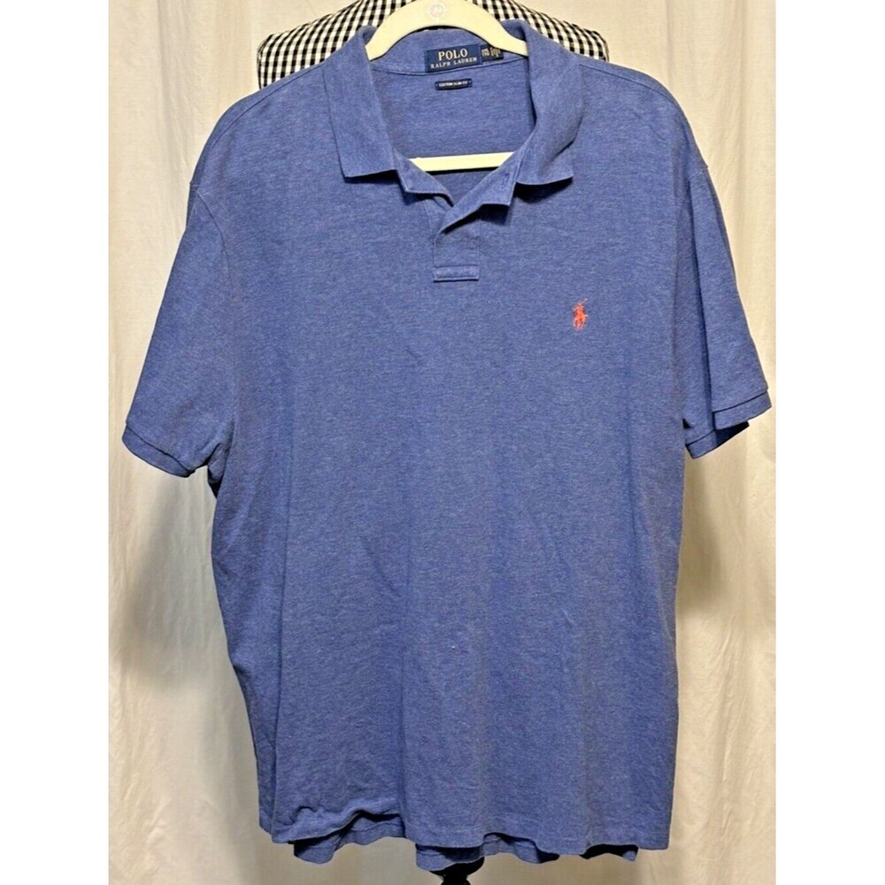 Polo Ralph Lauren Golf Polo Custom Slim Fit Blue Short Sleeve Mens Size 2XL XXL